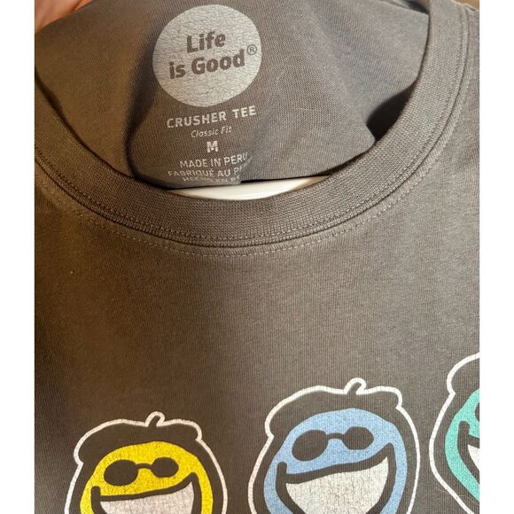 Life is Good Men’s Crusher Tee T-Shirt Size M Graphic Smiley Faces In All Shades - Picture 2 of 4